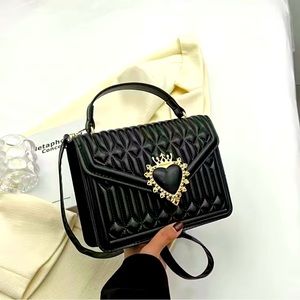NWT! Quilted crossbody bag! Small shoulder bag. Top handle heart flap purse.